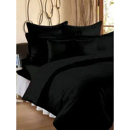 RRC Black Striped Microfiber Cotton Satin Double Queen Duvet Cover-image-31