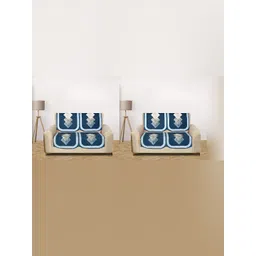 RRC Blue & White 8 PIeces Floral Printed 4 Seater Velvet Sofa Cover-picture-32