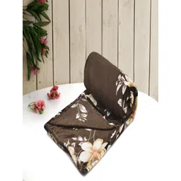 RRC Brown Floral Printed AC Room 300 GSM Double Bed Dohar With 2 Pillow Covers image 1