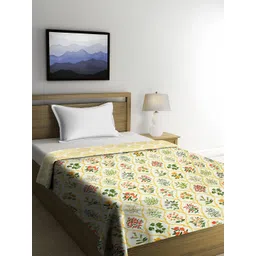 RRC Green & Beige Floral Microfiber AC Room 120 GSM Reversible Single Bed Dohar-picture-11