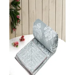 RRC Grey & White Floral Printed Microfiber AC Room 150 GSM Single Bed Dohar-picture-15