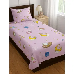 RRC Kids Pink & Yellow Floral Printed 144 TC Single Bedsheet Set 2.28 m x 1.52 m-picture-15