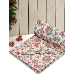 RRC Maroon & Green Floral Printed Microfiber Cotton Single Duvet Cover image 1