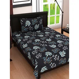 RRC Navy Blue Floral 144 TC Single Bedsheet Set-picture-32