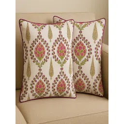 RRC Pink & White Set of 2 Square Cushion Covers-picture-25