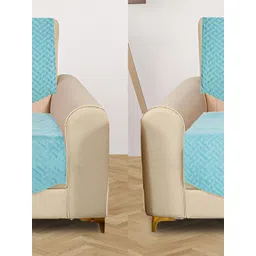 RRC Turquoise Blue 8 Pieces Solid Velvet Sofa Cover-picture-38