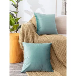 RRC Turquoise Blue Set of 2 Velvet Square Cushion Covers-picture-36