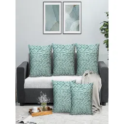 RRC Turquoise Blue Set of 5 Velvet Square Cushion Covers-picture-37