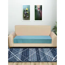 RRC Turquoise Blue Solid Velvet 3 Pieces Sofa Cover-picture-24