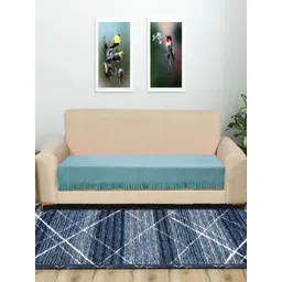 RRC Turquoise Blue Solid Velvet 3 Seater Sofa Cover-picture-23