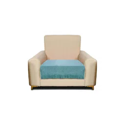 RRC Turquoise Blue Solid Velvet Single Seater Sofa Cover-picture-22
