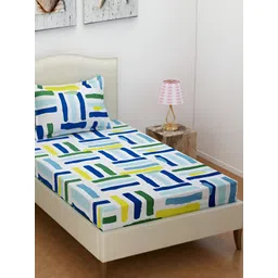 RRC White & Green Geometric 144 TC Single Bedsheet Set-picture-29