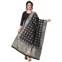 rrk import and export Jacquard Woven, Solid Black Women Dupatta-picture-11