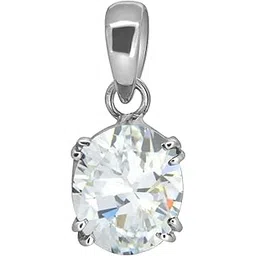 rrvgem 10.25 Ratti Natural Oval Zircon Stone Panchdhatu Pendant/Locket Silver Plated Gemstone by Lab Certified For men and Women-picture-24