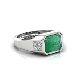 RRVGEM 8.25 Ratti 8.00 KT Emerald Silver Plated Adjustable Ring-picture-27