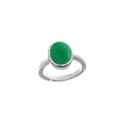 RRVGEM Silver Plated Original and Certified 6.00 Ratti Panna Stone Adjustable Ring-picture-30
