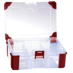 RS PRO 10 Cell Transparent Red Polypropylene, Adjustable Compartment Box, 60mm x 170mm x 130mm Model No 1246591-picture-30