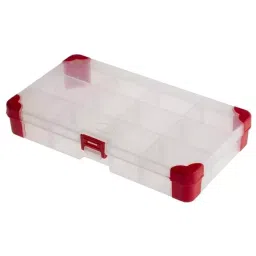 RS PRO 12 Cell Transparent Red Polypropylene, Adjustable Compartment Box, 30mm x 200mm x 110mm Model No 1246590-picture-39