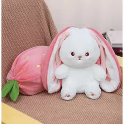 rss soft toys Soft Stuffed Bunny Toy, Reversible Strawberry Rabbit - 32 cm-picture-13