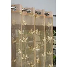 RSTC Curtains 7 Feet Long for Living Room – Transparent Door Embroidered Net Curtain Set of 1 Pcs Panel, Stylish Parda for Home Décor & Office Golden Color-picture-30