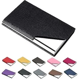 rts Credit Card Holder Credit Debit ATM Business Visiting Name Wallet ID Protector Case PU Leather Steel for Men Women Festive Gifting for Family Friends Valentines SHE/HE Silver Black-picture-16