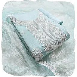 rubani Women Chanderi Cotton Unstitched Salwar Suit Dress Material, Thread Embroidery Work(Free Size)-picture-35