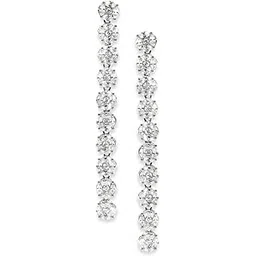 rubans Latest Stylish Rhodium Plated Silver Toned Zirconia Studded Contemporary Long Trendy Drop Earrings for Women & Girls, Perfect for Any Party Look image 1
