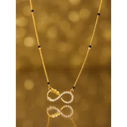 Rubans 18k Gold-Plated Cubic Zirconia Studded And Beaded Infinity Shaped Mangalsutra-picture-32
