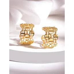 Rubans 18K Gold-Plated Geometric Pattern Hoop Earrings-picture-10