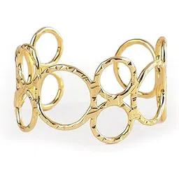 rubans 18K Gold Plated Stylish and Trendy Circle Floral Design Cuff Bracelet for Women and Girls, Perfect for any Parties and Special Occasions-picture-15