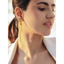 Rubans 18K Gold-Plated Tasselled Circular Shaped Drop Earrings-picture-37