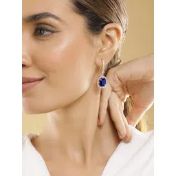 Rubans 18K Rose Gold-Plated Cubic Zirconia Studded Premium Drop Earrings-picture-13