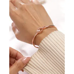 Rubans 18K Rose Gold-Plated Infinity & Heart Motif Crystal Studded Sleek Bracelet-picture-22