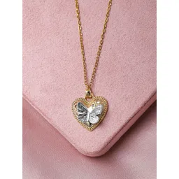 Rubans 18KT Gold Plated Stainless Steel Stones Studded Butterfly Heart Pendant With Chain-picture-39