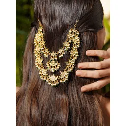 rubans 22K Gold-Plated Brass Kundan Studded Maangtikka Hairband-Style Accessory Back Pin-picture-13
