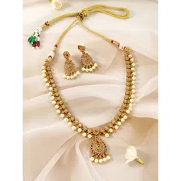 Rubans 22K Gold-Plated CZ-Studded Jewellery Set-picture-10