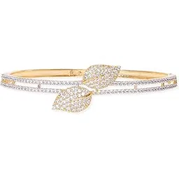 rubans 22K Gold Plated Dazzling Cubic Zirconia Embellished Openable Bangle Style Bracelet for Women & Girls, Perfect for any Occasion-picture-15