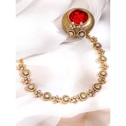 Rubans 22K Gold-Plated White Cubic Zirconia Floral Vine Necklace Set with Earrings-picture-26