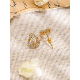 Rubans 22K Gold-Plated White Cubic Zirconia Studded Elegant Necklace Set with Earrings image 4