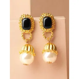 Rubans Black & White Pearl Beaded Drop Earring-picture-36