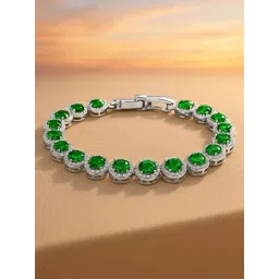 Rubans Emerald Green Cubic Zirconia Studded Classic Bracelet-picture-30