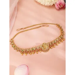 Rubans Gold Emerald & Ruby Studded Temple Waistband-picture-43