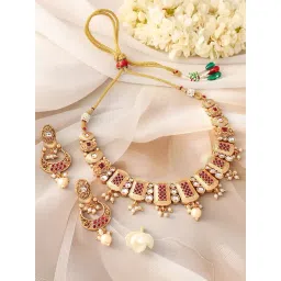 Rubans Gold Kundan Necklace & Earring Sets-picture-41