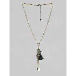 Rubans Gold-Plated Gold-Toned & Black Tassel Pendant Handcrafted Necklace-picture-36