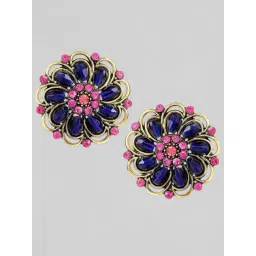 Rubans Gold-Tone Plated Blue & Pink Earrings for Women-picture-34