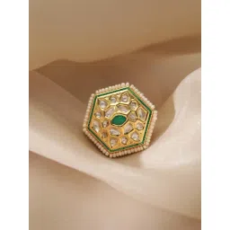 Rubans Gold-Tone Plated Green Ring for Women-picture-26