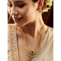 Rubans Gold-Tone Plated Green Set for Women-picture-40