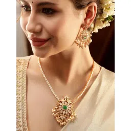 Rubans Gold-Tone Plated Green Set for Women-picture-16