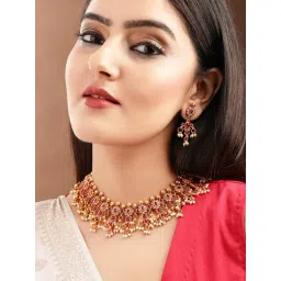 Rubans Gold-Tone Plated Pink Set for Women-picture-23