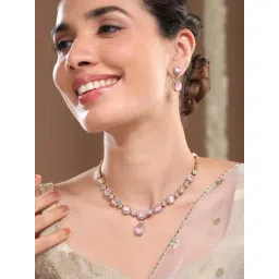 Rubans Gold-Tone Plated Pink Set for Women-picture-21